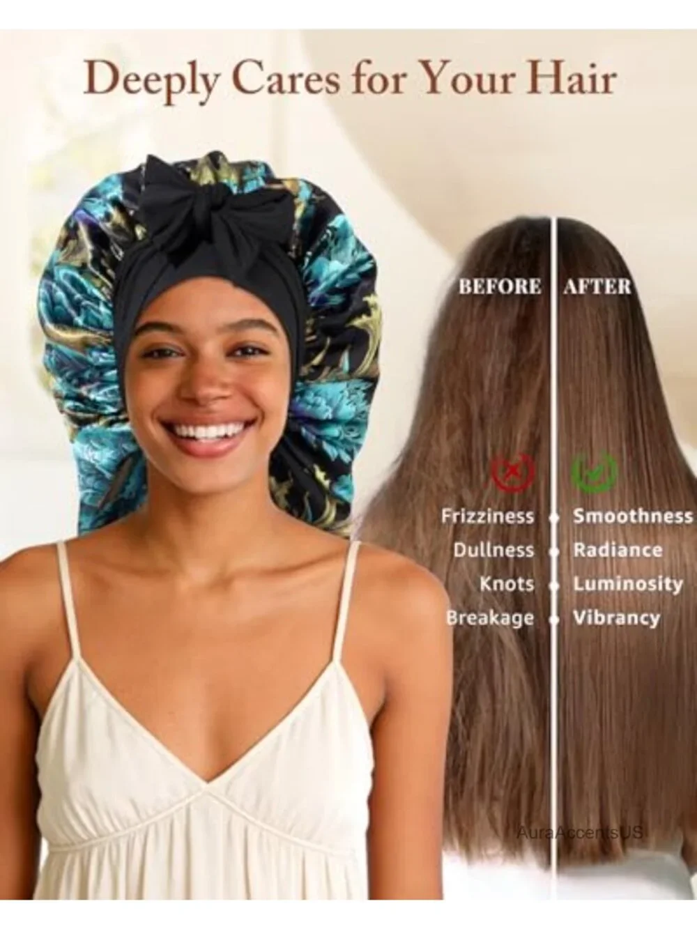 Double Layer Satin Bonnet for Braids Sleep Cap with Tie Band